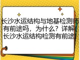 长沙水运结构与地基检测师有前途吗,为什么?详解(长沙水运结构检测有前途)