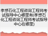 孝感石化工程咨询工程师考试指导中心哪里有(孝感石化工程咨询工程师考试指导中心在哪里)