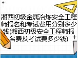 湘西初级金属冶炼安全工程师报名和考试费用分别多少钱(湘西初级安全工程师报名费及考试费多少钱)