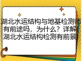 湖北水运结构与地基检测师有前途吗，为什么？详解(湖北水运结构检测有前景)