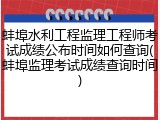 蚌埠水利工程监理工程师考试成绩公布时间如何查询(蚌埠监理考试成绩查询时间)