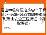眉山中级金属冶炼安全工程师证书如何领取有哪些渠道呢(眉山安全工程师证书领取渠道)