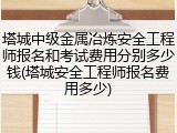 塔城中级金属冶炼安全工程师报名和考试费用分别多少钱(塔城安全工程师报名费用多少)