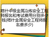 喀什中级金属冶炼安全工程师报名和考试费用分别多少钱(喀什金属安全工程师报名费多少)