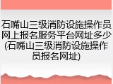 石嘴山三级消防设施操作员网上报名服务平台网址多少(石嘴山三级消防设施操作员报名网址)