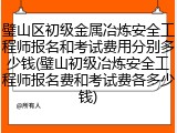 璧山区初级金属冶炼安全工程师报名和考试费用分别多少钱(璧山初级冶炼安全工程师报名费和考试费各多少钱)