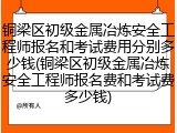 铜梁区初级金属冶炼安全工程师报名和考试费用分别多少钱(铜梁区初级金属冶炼安全工程师报名费和考试费多少钱)