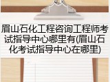 眉山石化工程咨询工程师考试指导中心哪里有(眉山石化考试指导中心在哪里)