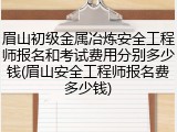 眉山初级金属冶炼安全工程师报名和考试费用分别多少钱(眉山安全工程师报名费多少钱)