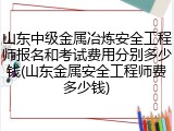 山东中级金属冶炼安全工程师报名和考试费用分别多少钱(山东金属安全工程师费多少钱)