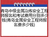 青岛中级金属冶炼安全工程师报名和考试费用分别多少钱(青岛金属安全工程师报名费多少钱)