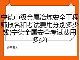 宁德中级金属冶炼安全工程师报名和考试费用分别多少钱(宁德金属安全考试费用多少)