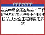 安庆中级金属冶炼安全工程师报名和考试费用分别多少钱(安庆安全工程师费用多少)