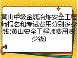 黄山中级金属冶炼安全工程师报名和考试费用分别多少钱(黄山安全工程师费用多少钱)
