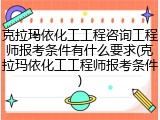 克拉玛依化工工程咨询工程师报考条件有什么要求(克拉玛依化工工程师报考条件)