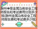 滁州中级金属冶炼安全工程师报名和考试费用分别多少钱(滁州金属冶炼安全工程师报名费和考试费多少钱)