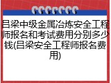 吕梁中级金属冶炼安全工程师报名和考试费用分别多少钱(吕梁安全工程师报名费用)