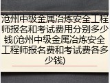 沧州中级金属冶炼安全工程师报名和考试费用分别多少钱(沧州中级金属冶炼安全工程师报名费和考试费各多少钱)