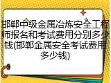 邯郸中级金属冶炼安全工程师报名和考试费用分别多少钱(邯郸金属安全考试费用多少钱)