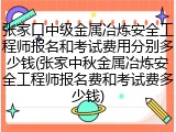 张家口中级金属冶炼安全工程师报名和考试费用分别多少钱(张家中秋金属冶炼安全工程师报名费和考试费多少钱)