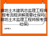 廊坊土木建筑总监理工程师报考流程详解需要社保吗(廊坊土木监理工程师报考需社保)
