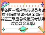 平谷区三级应急救援员考试有用吗难度如何含金量(平谷区三级应急救援员考试难度高含金量低)