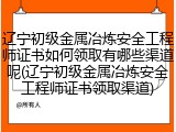 辽宁初级金属冶炼安全工程师证书如何领取有哪些渠道呢(辽宁初级金属冶炼安全工程师证书领取渠道)