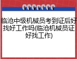 临沧中级机械员考到证后好找好工作吗(临沧机械员证好找工作)