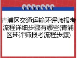 青浦区交通运输环评师报考流程详细步骤有哪些(青浦区环评师报考流程步骤)