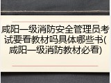 咸阳一级消防安全管理员考试要看教材吗具体哪些书(咸阳一级消防教材必看)