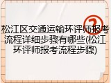 松江区交通运输环评师报考流程详细步骤有哪些(松江环评师报考流程步骤)