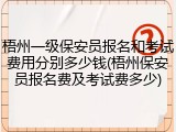 梧州一级保安员报名和考试费用分别多少钱(梧州保安员报名费及考试费多少)