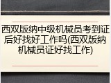 西双版纳中级机械员考到证后好找好工作吗(西双版纳机械员证好找工作)