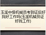 玉溪中级机械员考到证后好找好工作吗(玉溪机械员证好找工作)
