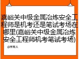 嘉峪关中级金属冶炼安全工程师是机考还是笔试考场在哪里(嘉峪关中级金属冶炼安全工程师机考笔试考场)