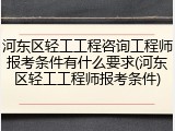 河东区轻工工程咨询工程师报考条件有什么要求(河东区轻工工程师报考条件)