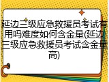 延边三级应急救援员考试有用吗难度如何含金量(延边三级应急救援员考试含金量高)