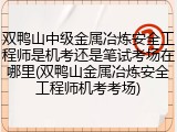 双鸭山中级金属冶炼安全工程师是机考还是笔试考场在哪里(双鸭山金属冶炼安全工程师机考考场)
