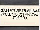 沈阳中级机械员考到证后好找好工作吗(沈阳机械员证好找工作)