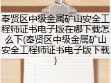 奉贤区中级金属矿山安全工程师证书电子版在哪下载怎么下(奉贤区中级金属矿山安全工程师证书电子版下载)