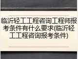 临沂轻工工程咨询工程师报考条件有什么要求(临沂轻工工程咨询报考条件)