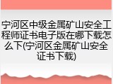 宁河区中级金属矿山安全工程师证书电子版在哪下载怎么下(宁河区金属矿山安全证书下载)