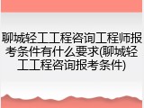 聊城轻工工程咨询工程师报考条件有什么要求(聊城轻工工程咨询报考条件)
