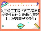 东营轻工工程咨询工程师报考条件有什么要求(东营轻工工程咨询报考条件)