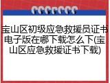 宝山区初级应急救援员证书电子版在哪下载怎么下(宝山区应急救援证书下载)