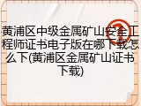 黄浦区中级金属矿山安全工程师证书电子版在哪下载怎么下(黄浦区金属矿山证书下载)