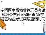 宁河区中级物业管理员考试成绩公布时间如何查询(宁河区物业考试成绩查询时间)