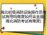 海北初级消防设施操作员考试有用吗难度如何含金量(海北消防考试有难度)