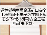 锡林郭勒中级金属矿山安全工程师证书电子版在哪下载怎么下(锡林郭勒安全工程师证书下载)