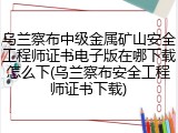 乌兰察布中级金属矿山安全工程师证书电子版在哪下载怎么下(乌兰察布安全工程师证书下载)